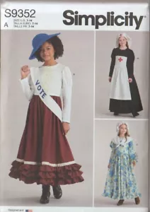 Simplicity 9352 Halloween Kostüm Muster koloniale Krankenschwester Mädchen Größe 7-14 - Bild 1 von 2