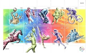 Australia 2000 Centenario de la Mujer en los Juegos Olímpicos Hoja de 10 sellos nuevo - Imagen 1 de 1