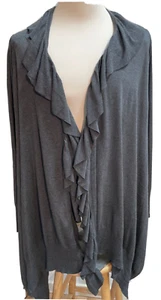 DKNY Womens Ruffle Open Cardigan Gray Size M/L 2310 - Picture 1 of 4