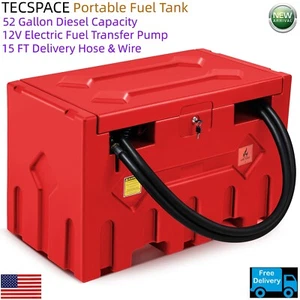 Ginkman Red Portable 52 Gallon Diesel Tank with 12V DC Electric Transfer Pump - Picture 1 of 9