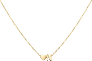 Personalized 18K Gold Plated Heart Initial Necklace for Women - Picture 1 of 38