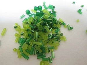 GREEN TONES GLASS FROSTED BEAD MIX - 2 TUBES 28G EA - Picture 1 of 2