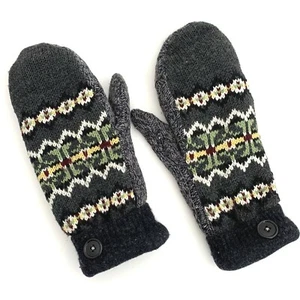 Upcycled Sweater Mittens Medium Large Fleece Lined Recycle Cabin Core Cable - Picture 1 of 4