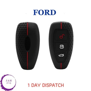 SILICONE CAR KEY COVER FOB CASE 3 BUTTON FOR FORD MONDEO MK4 KUGA FIESTA TRANSIT - Picture 1 of 12