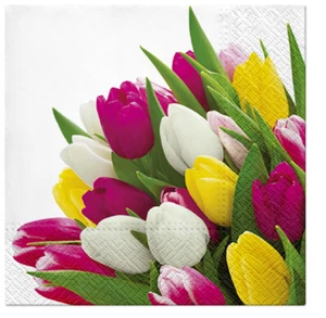 BUNCH OF COLORFUL TULIPS 20 Cocktail Paper Napkins Spring, Easter, Floral - Picture 1 of 1