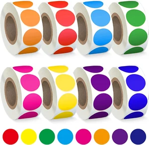 4000 PCS 3/4" 8 Color Style Colorful Coding Label Sticker (8 Rolls, 3/4 Inches) - Picture 1 of 11