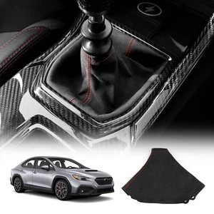 For Subaru WRX 2022-2024 w/Red Stitch Black Car Manual Shift Boot Suede Leather - Picture 1 of 9