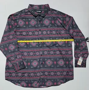 Zoo York Irrompible Gris/Rojo/Negro Estampado Azteca Ligero Con Botones Para Hombres 3XL - Imagen 1 de 6