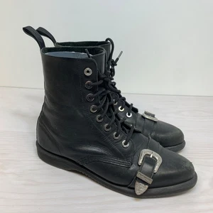 Botas Dr. Martens Ulima para mujer talla 9 cuero negro con cordones hebilla punta motociclista - Imagen 1 de 11