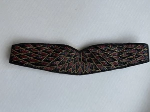 Beaded Black Cumberbund Belt Gold Red Floral Design 27-29" Vintage NWT - Picture 1 of 7
