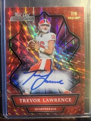 🔥Trevor Lawrence🔥 2021 Wild Card Alumination Autographs Holo-Lux Red /8 #ABC-A - Image 1 of 2