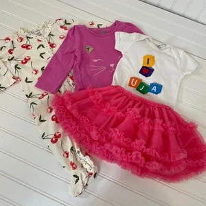 Gymboree Jessica Simpson Bodysuit Skirt Tee Baby Girl Bundle Size 6 MONTHS - Picture 1 of 7