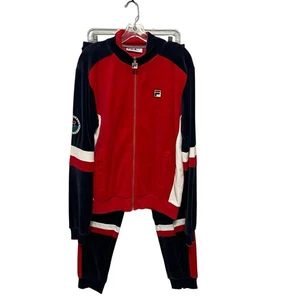 Fila tuta uomo velluto felpa giacca joggers rosso blu taglia M/L nuova con etichetta - Foto 1 di 18
