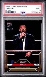 2025 Topps Now WWE RAW Netflix Era GOLD 33/50 Triple H #1 PSA 9 Mint - Picture 1 of 2