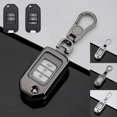 Zinc Alloy TPU Car Flip Key Fob Case Cover For Honda Accord Civic CRV Vezel Fit Foto 1 de 4