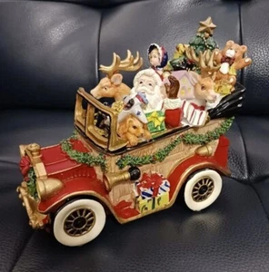 Fitz and Floyd Santa Classic Car Musical Figurine 29-459 Porcelain - Picture 1 of 10