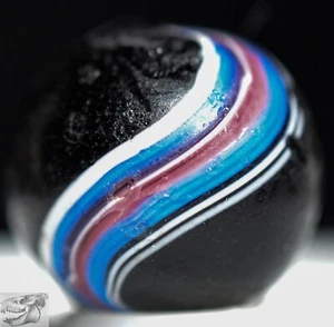 Handmade Indian Marble, White & Blue 11/16 in, Good+, Germany 1860-1920, S1121 - Picture 1 of 7