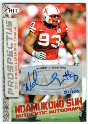 2010 SAGE HIT NDAMUKONG SUH PA-29 ROOKIE PROSPECTUS AUTOGRAPH 81/100 NEBRASKA RC - Image 1 of 2