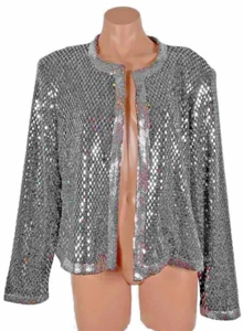 NEW Wallis Metallic Silver Sparkle Embellished Open Front Blazer Jacket Party - Picture 1 of 9