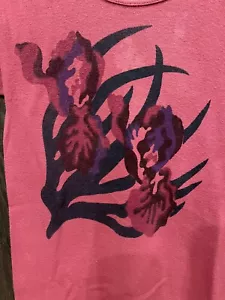 T-shirt top floreale vintage rosa taglia grande rosa argento marca ali - Foto 1 di 4
