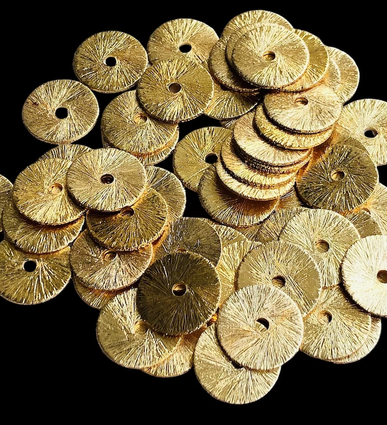 Espaciador de disco plano dorado de 6 mm, cuentas Heishi chapadas en oro, cuentas espaciadoras cepilladas Foto 1 de 1