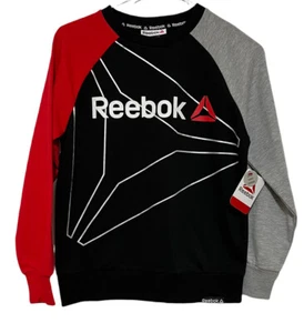 NWT Boys Reebok Long Sleeve Shirt M 8 Pullover Crew Neck Licensed Black Red - Picture 1 of 4