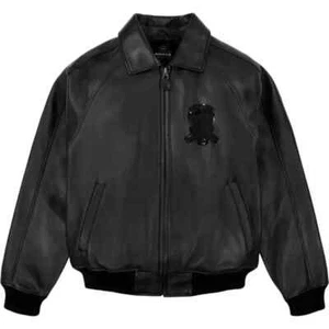 Men's Real Cowhide Leather Bomber Jacket - Avirex Classic American Flight Style - Picture 1 of 5