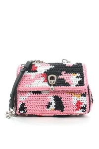 Ermanno Scervino Faubourg Mini Woven Raffia Shoulder Bag / Pink Multi - Picture 1 of 7