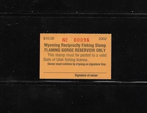 State Hunting/Fishing Revenues: WY 2002 Flaming Gorge Fishing WY-FG39 ($10); MNH - Picture 1 of 1