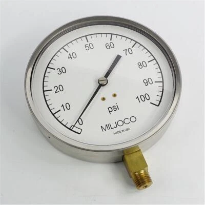 MILJOCO P4598L-05 4.5" CONTRACTOR'S PRESSURE GAUGE 0-100 PSI - 1/4" NPT - USA - Image 1 of 4