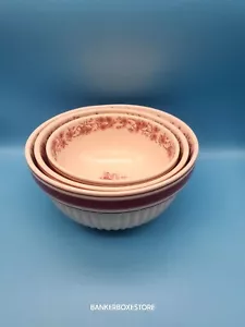 3 Pottery Nesting Batter Bowls Vintage Farmhouse Rustic Cottage Cabin - Picture 1 of 14