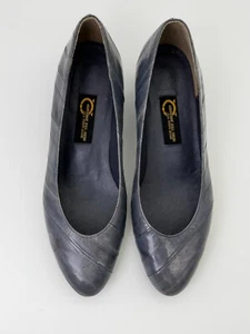 Genuine Eel Skin All Hand Made Gray Women's Low Heel Slip On Shoes Sz 6 Rd Toe - Picture 1 of 20