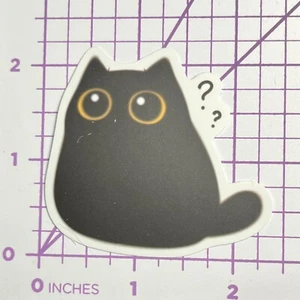 Cat Emo Questioning ? - Mystery Black Cat Vinyl Decal Sticker Bomb NOT Bad Luck - Picture 1 of 4