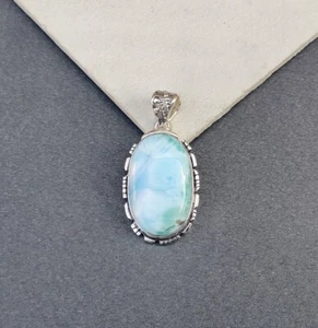 Colgante de piedras preciosas larimar azul liso plata esterlina 925 regalo para mujer - Imagen 1 de 5