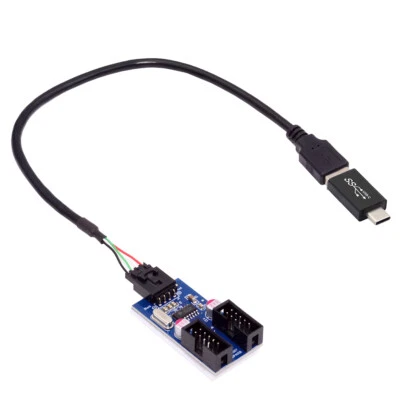 USB 3.1 Male Type-C USB-C to USB 2.0 Type-A Male 1 to 2 Female Motherboard 9pin - Image 1 of 4