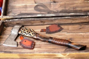 "Custom Handmade High Carbon Steel Hunting Viking Tactical Tomahawk Hatchets Axe - Picture 1 of 4