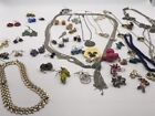 Lot of VTG Plastic Metal Glass Lucite Pierced Earrings & Necklaces 925 Silver