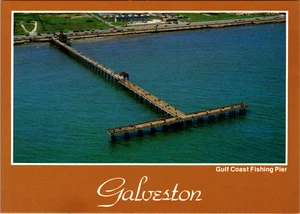 Vintage Postcard Gulf Coast Fishing Pier, Galveston Texas USA Unposted - Picture 1 of 2