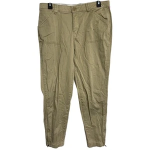 Lee Riders Pants Size 12 Khaki Tan Cropped Skinny Comfort Waist Cotton Ankle Zip - Picture 1 of 7