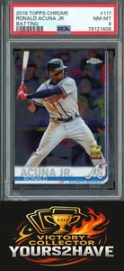 2019 Topps Chrome RONALD ACUNA JR #117 Batting - PSA 8 - NM-MT - Atlanta Braves - Picture 1 of 2