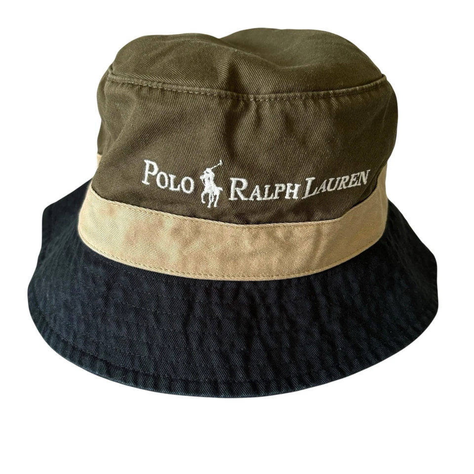 Polo Ralph Lauren цвет блокировки саржи ведро шляпа оливковый черный размер L/XL новый - Изображение 1 из 4
