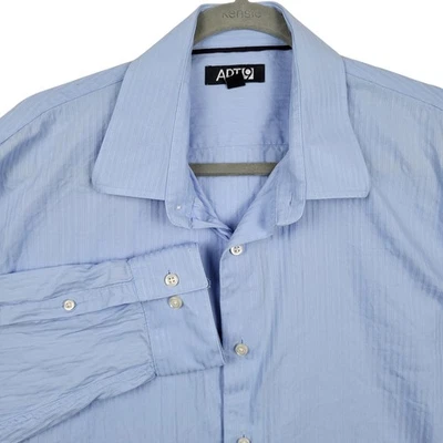 Apt 9 Mens XL Light Blue Striped Long Sleeve Button Down Dress Shirt 100% Cotton - Image 1 of 4