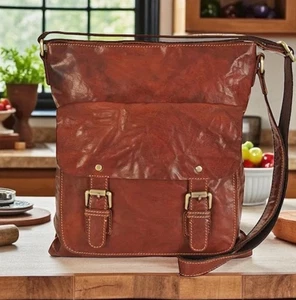 Rowallan Of Scotland Womens Large Leather Cognac Shoulder Crossbody Bag 6469 - Picture 1 of 16