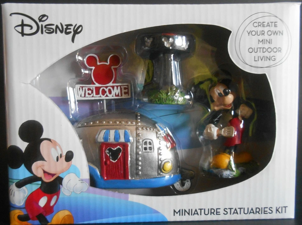 Disney Miniature Statuaries Kit Mickey Mouse RV Camper Trailer Fairy Garden BBQ