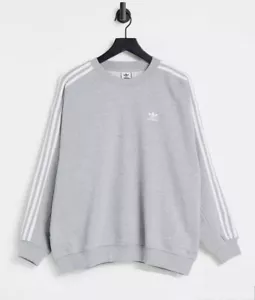 Adidas Essentials 3-Stripes Fleece Sweatshirt Women's Gray Size Medium NEW - Picture 1 of 10