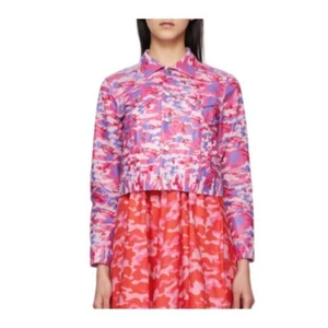 NWT Comme Des Garcon Girl Pink/Purple Camouflage Cropped Nylon Rain Jacket Sz LG - Picture 1 of 11