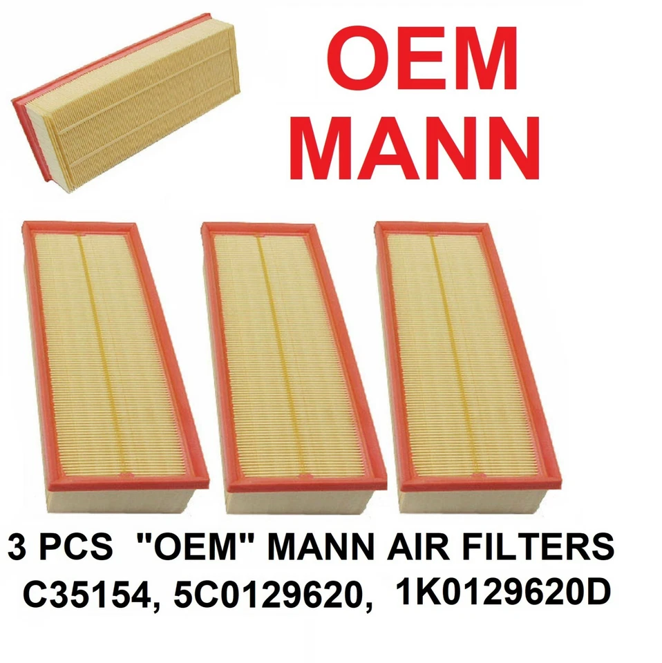 FILTRO DE AIRE 3 PIEZAS para Audi TT A3 Volkswagen Passat Eos GTI Jetta HOMBRE - OEM Foto 1 de 1