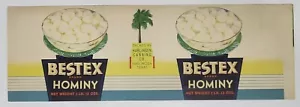 ADVERTISING Label Bestex Can Harlingen Texas Hominy - Picture 1 of 1