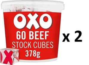 OXO 2 Tubs of Beef Stock Cubes Gravy 120 Individual Pieces - 756g - Picture 1 of 4