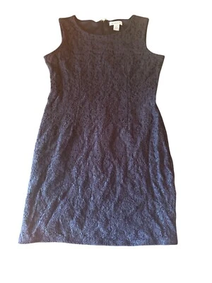 Vestido Vaina Liz Claiborne Mujer Encaje Sin Mangas Azul Marino Talla 14 Iglesia Boda Foto 1 de 4